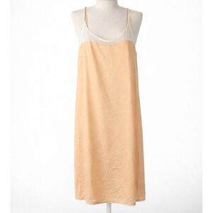$150 Fortnight Ara Chemise Peach Slip Dress L Nightie Lingerie Dainty Romantic